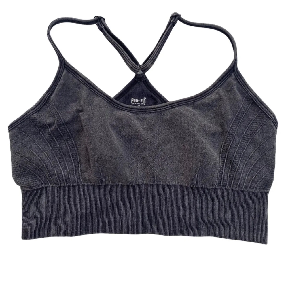 Pro-Fit Seamless Sport Bra Size M Style Racer Back Off Gray